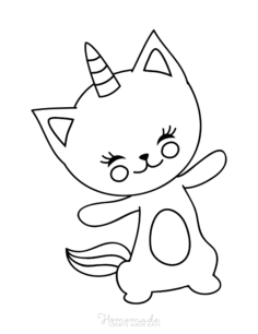 Cute Caticorn Unicorn Kids Coloring Pages Pdf, Free Vectors File